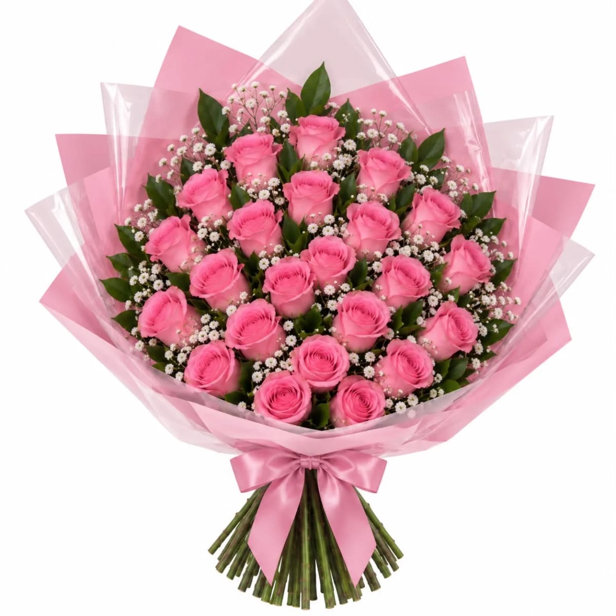 Buquê de 24 Rosas Cor de Rosa
