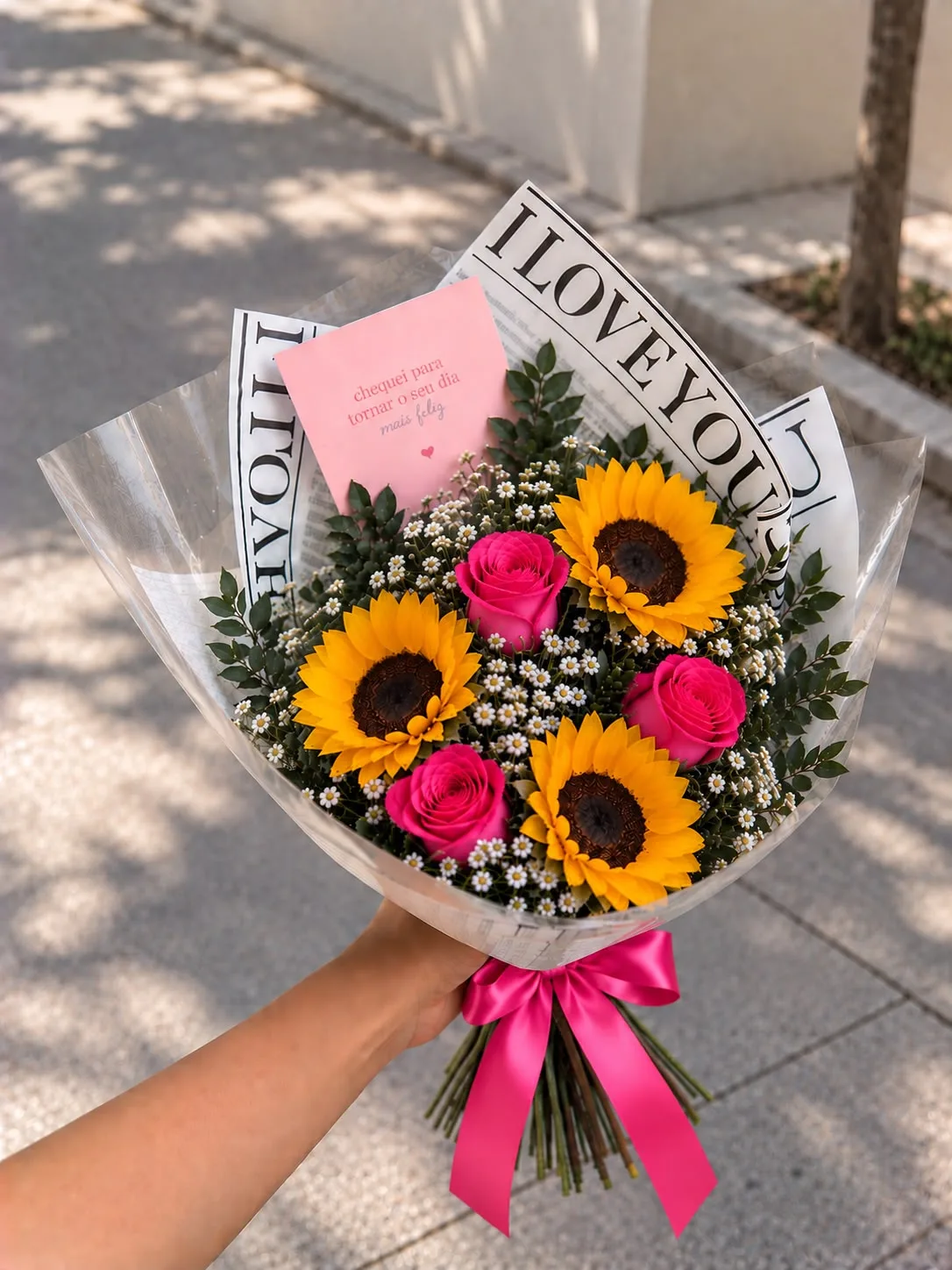 Baby de Rosas Pink com Girassóis